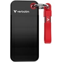 Verbatim Pocket 2 TB externe SSD Zwart/rood, USB-C 3.2 Gen 2 (10 Gbit/s), Incl. met sleutelhanger en kabelbevestiging