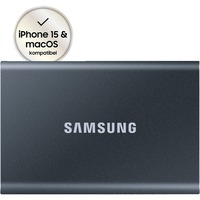 SAMSUNG Portable T7, 1 TB externe SSD Grijs, MU-PC1T0T/WW, USB-A 3.2 (10 Gbit/s)