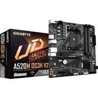 GIGABYTE A520M DS3H V2 socket AM4 moederbord Zwart/grijs, RAID, Gb-LAN, Sound, µATX