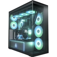 ARCTIC Xtender VG (Mirror Black) midi tower behuizing Zwart | 2x USB-A | 1x USB-C | RGB | Tempered Glass