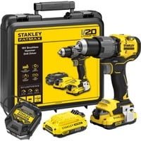 Stanley V20 18V borstelloze schroefklopboormachine Geel/zwart, Koffer, 2 accu's en oplader inbegrepen