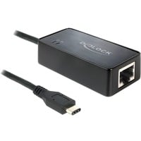 DeLOCK USB-C - Gigabit LAN adapter Zwart