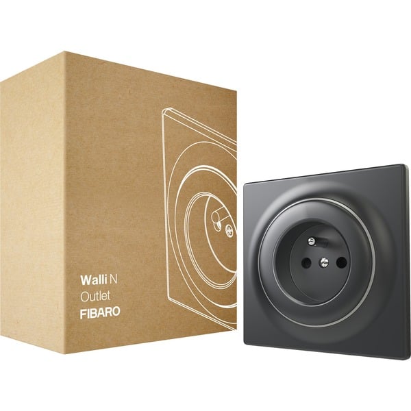 Fibaro Walli N Outlet Type E Wandcontactdoos Antraciet België Frankrijk 3891