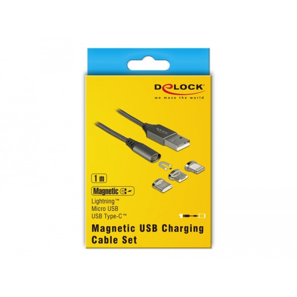 industrie Van de begeleiding DeLOCK Magnetische USB laadkabelset voor 8 Pin / Micro USB / USB-C antraciet