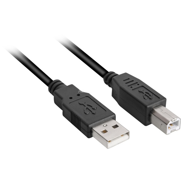 USB 2.0 Kabel, USB-A > USB-B 3m Zwart